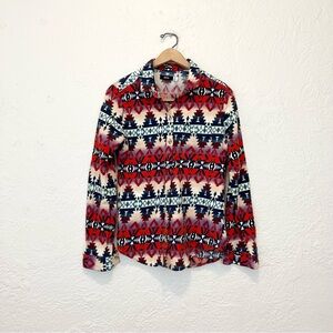 Aztec Tribal Shirt Top Button Down Small S BDG UO